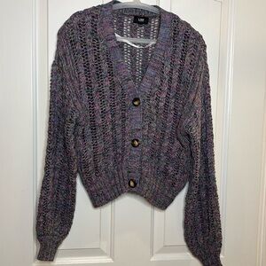 EUC LINE THE LABEL Scarlet crochet knit cardigan size xs in purples/multi color